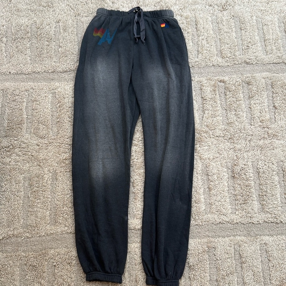 Aviator Nation joggers sweatpants large new unisex charcoal black grey designer